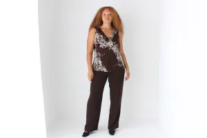 90s Minimal Chocolate Crepe Wide Leg Trousers