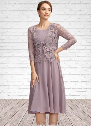 Alexa A-Line Square Neckline Knee-Length Chiffon Mother of the Bride Dress BF2126P0014940
