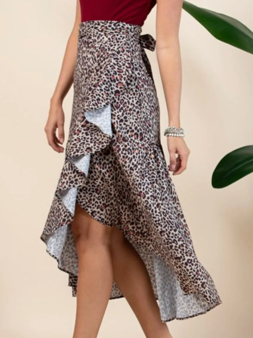 Animal Print Wrap Skirt