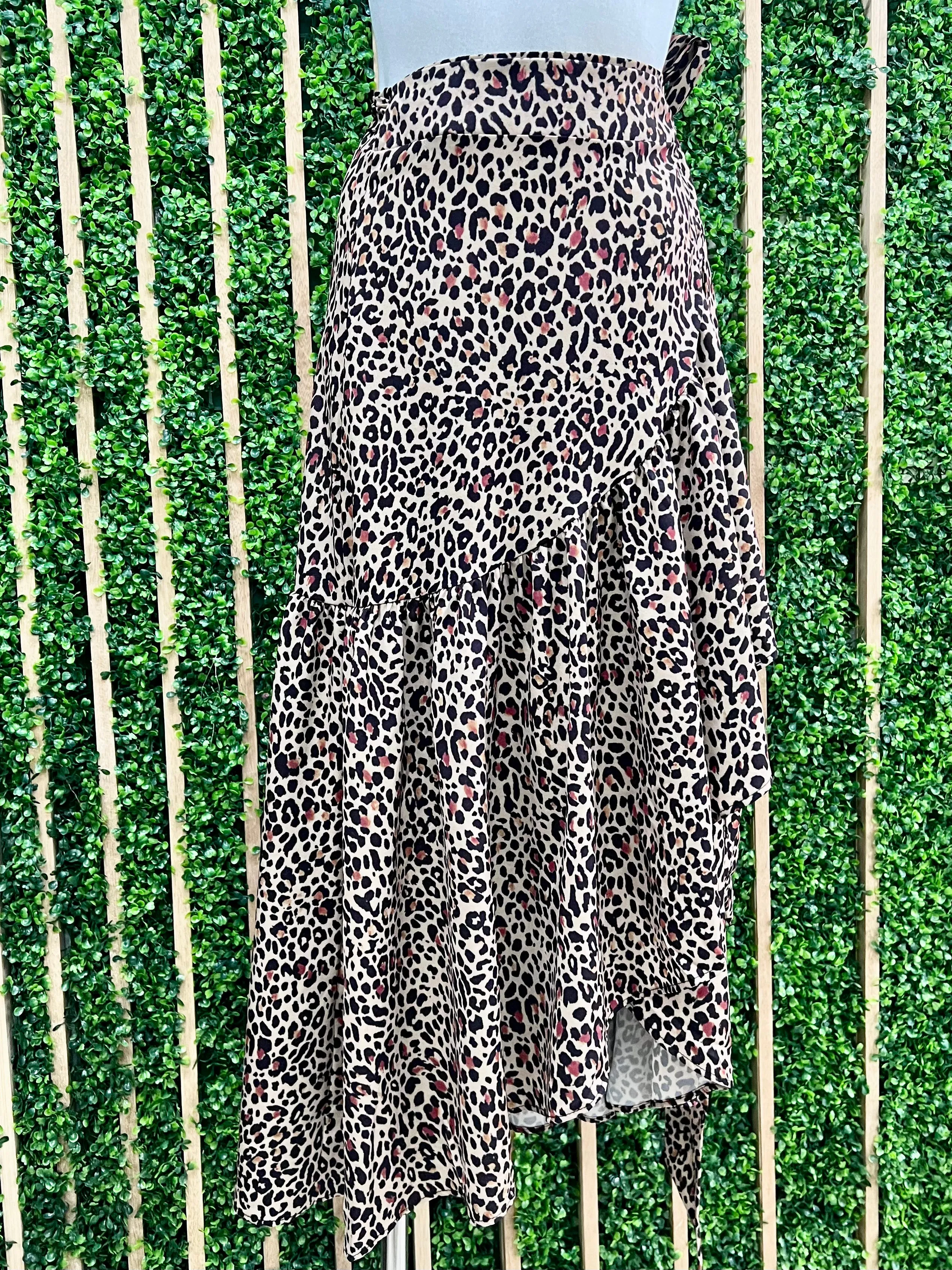 Animal Print Wrap Skirt