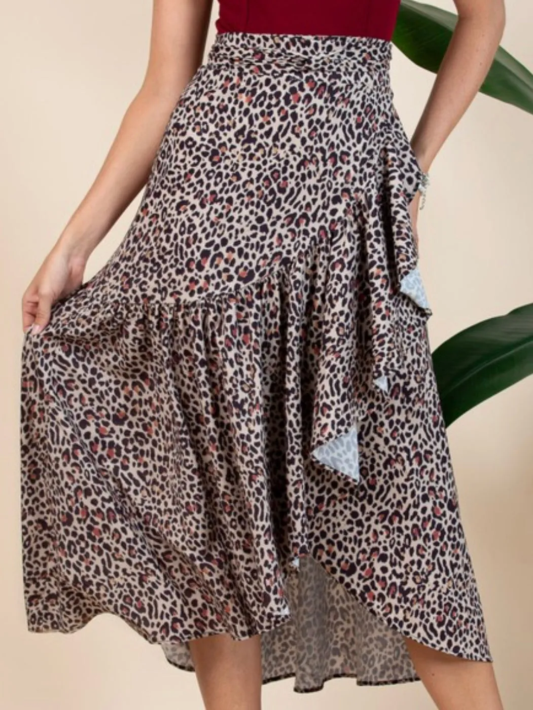 Animal Print Wrap Skirt