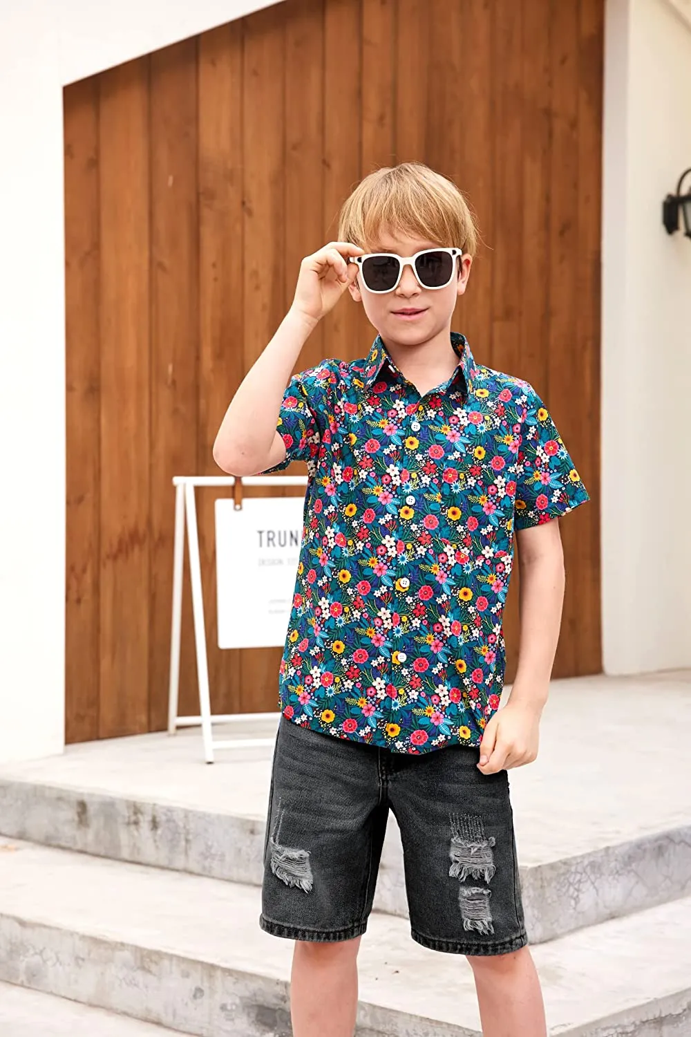 Arshiner Boys Ripped Denim Shorts Boys Straight Distressed Jeans Shorts Summer Casual Short with Pocket for Boys