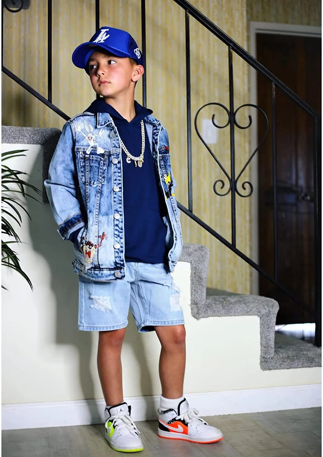 Arshiner Boys Ripped Denim Shorts Boys Straight Distressed Jeans Shorts Summer Casual Short with Pocket for Boys