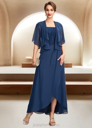 Aurora A-Line Square Neckline Asymmetrical Chiffon Lace Mother of the Bride Dress HH126P0015034