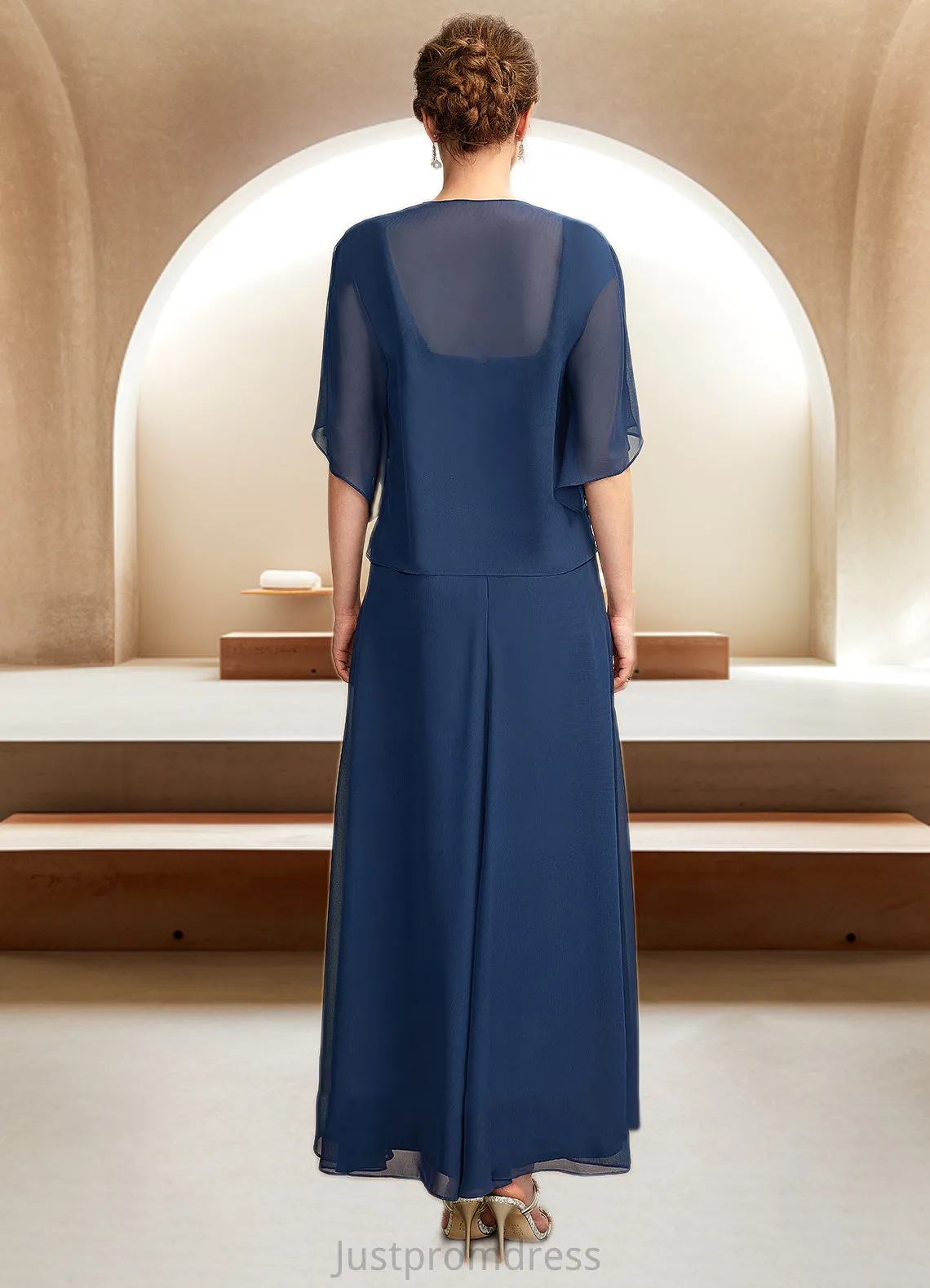 Aurora A-Line Square Neckline Asymmetrical Chiffon Lace Mother of the Bride Dress HH126P0015034