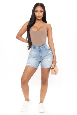 Back From The 90's Denim Boyfriend Shorts - Medium Blue Wash