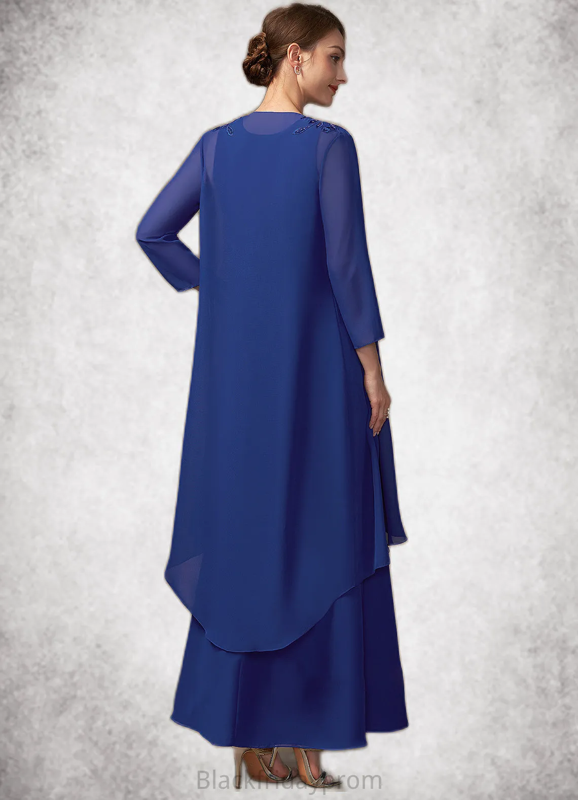 Beryl A-line V-Neck Ankle-Length Chiffon Mother of the Bride Dress BF2126P0014729