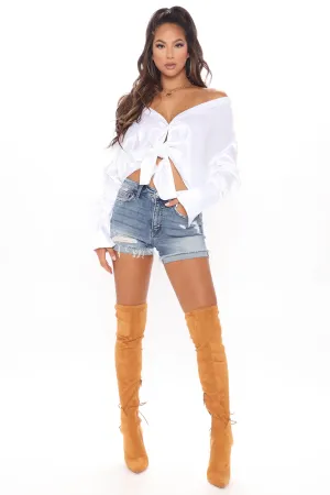 Better Days Cuffed Denim Shorts - Medium Blue Wash