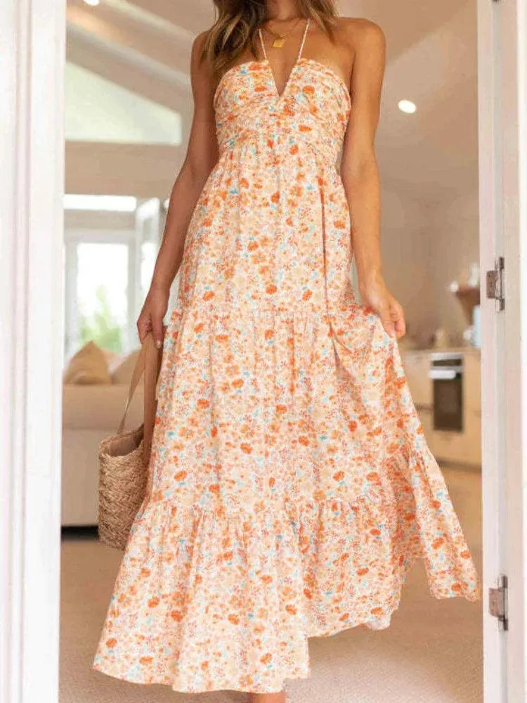 Bohemian Summer Chiffon Halter Dress