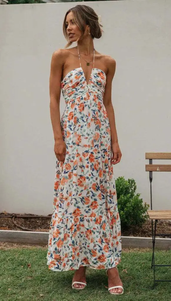 Bohemian Summer Chiffon Halter Dress