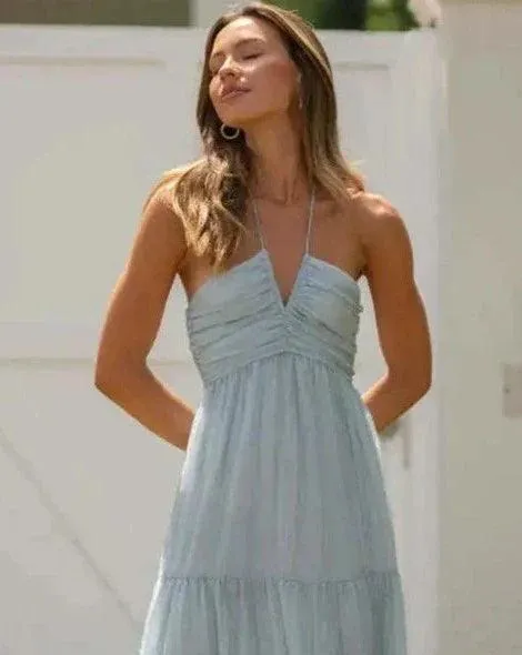 Bohemian Summer Chiffon Halter Dress