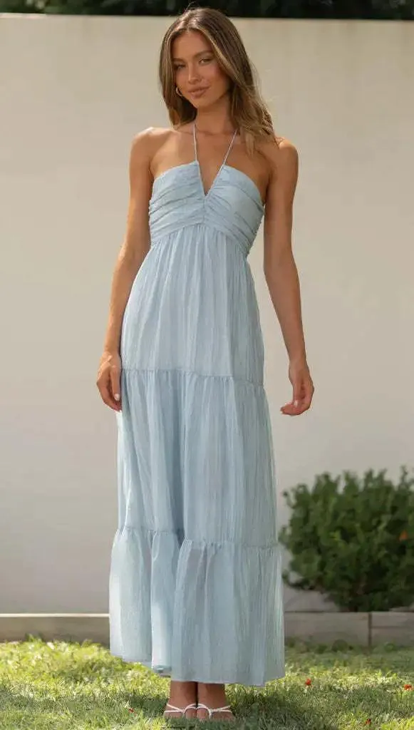 Bohemian Summer Chiffon Halter Dress