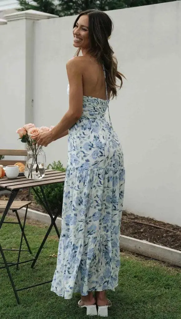 Bohemian Summer Chiffon Halter Dress