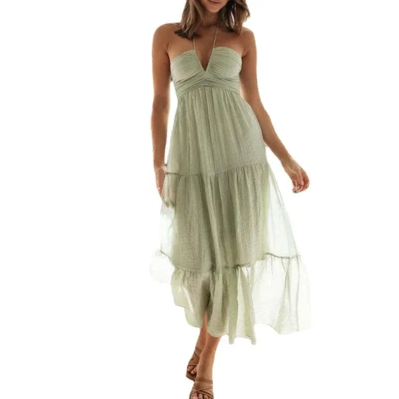 Bohemian Summer Chiffon Halter Dress