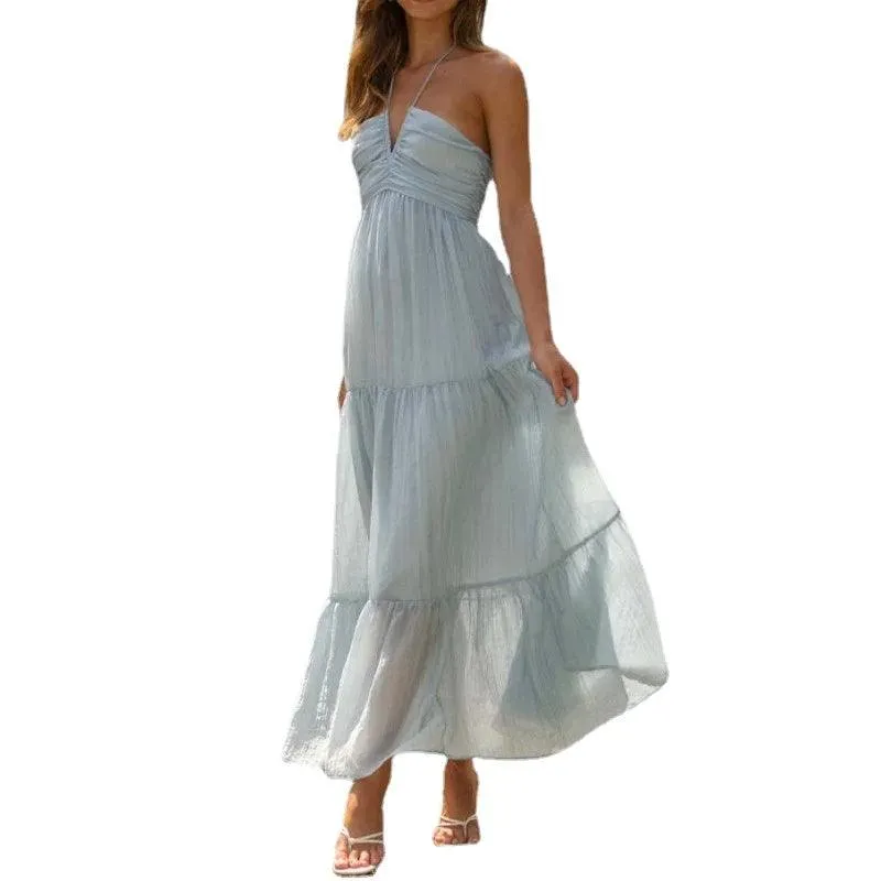 Bohemian Summer Chiffon Halter Dress