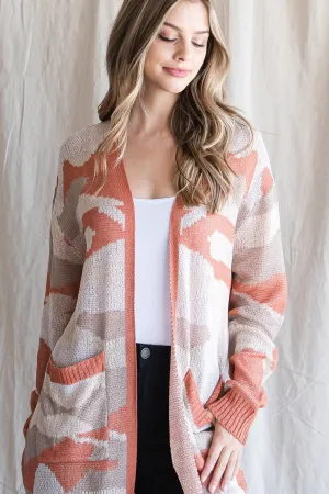 Brick by Brick Long Duster Camo Cardigan