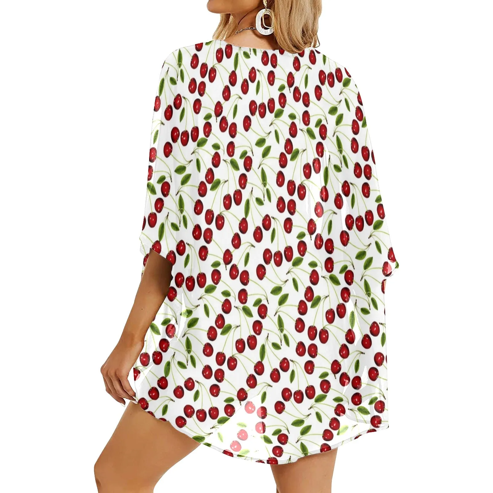 cherr bomb 4 Women's Kimono Chiffon Cover Up (Model H51)