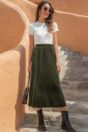 Chic Boho Pleated Midi Skirt
