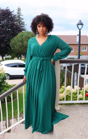 CHIFFON MAXI DRESS in Hunter Green