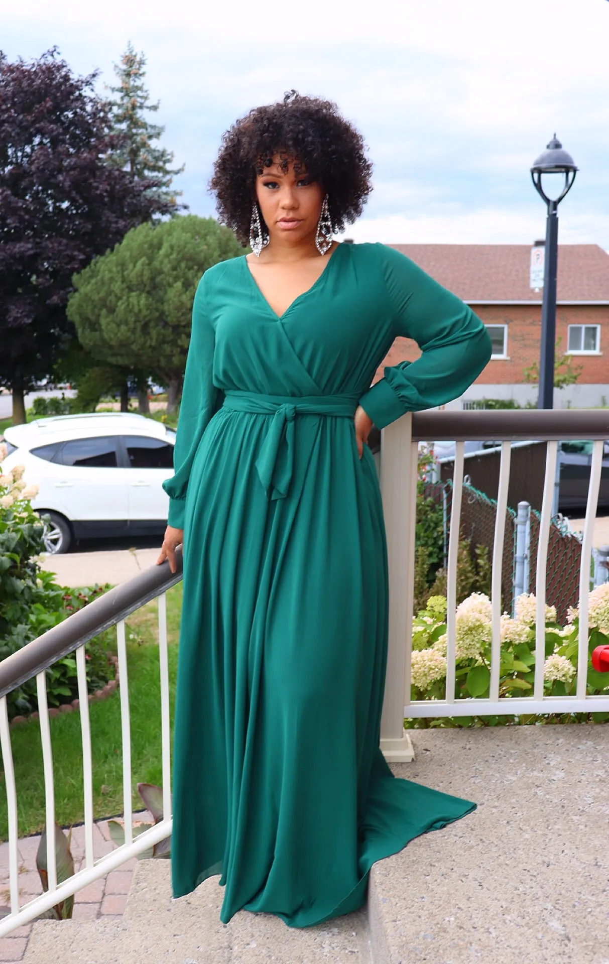 CHIFFON MAXI DRESS in Hunter Green