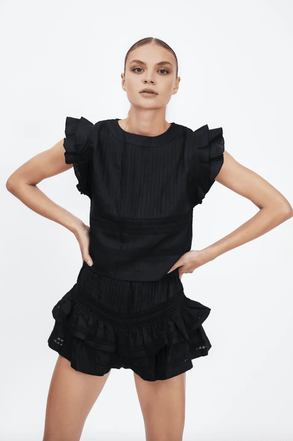 Claudia Top & Shorts Set in Black