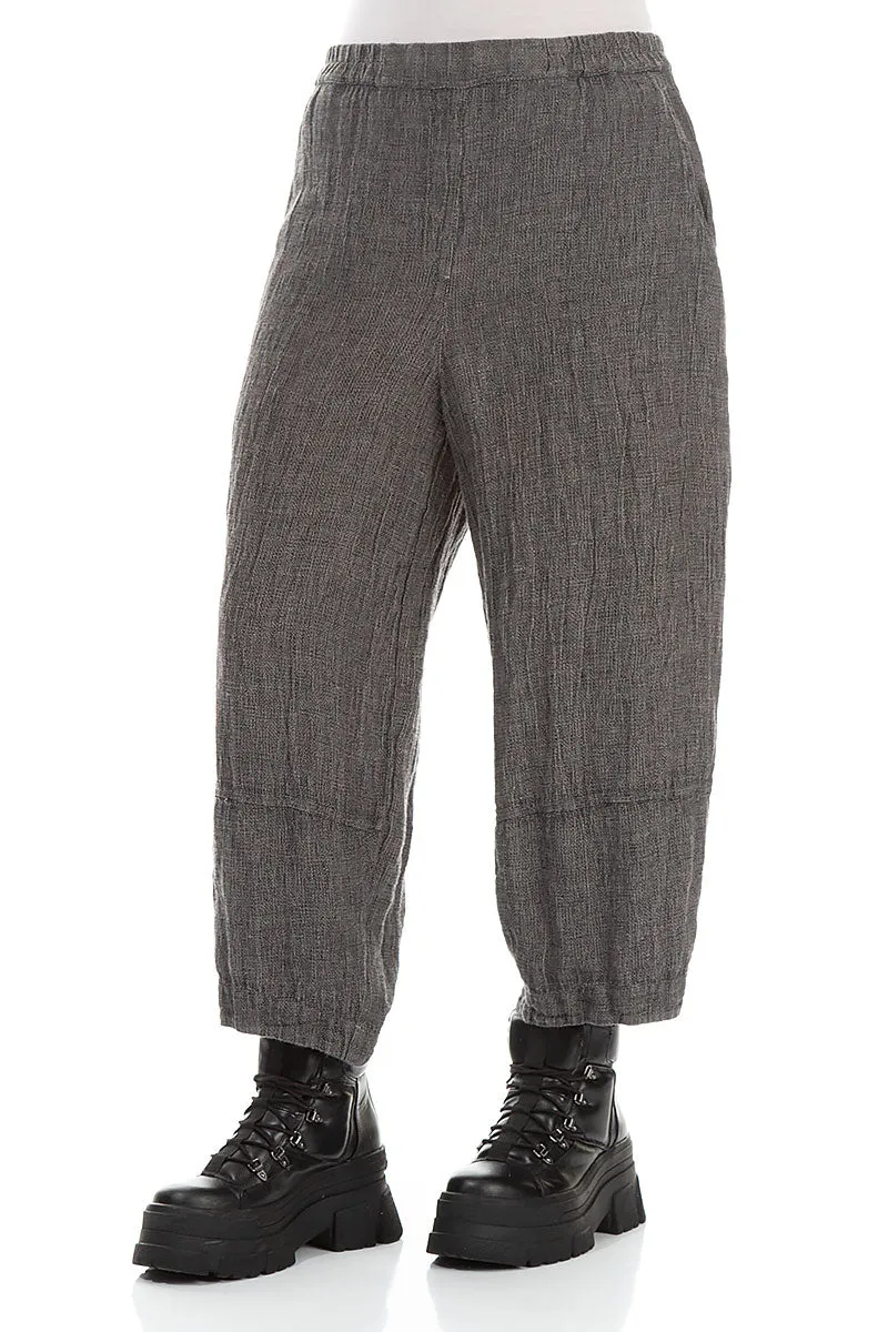 Cropped Loose Silver Sage Mélange Linen Trousers