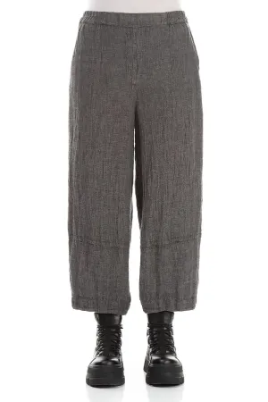 Cropped Loose Silver Sage Mélange Linen Trousers