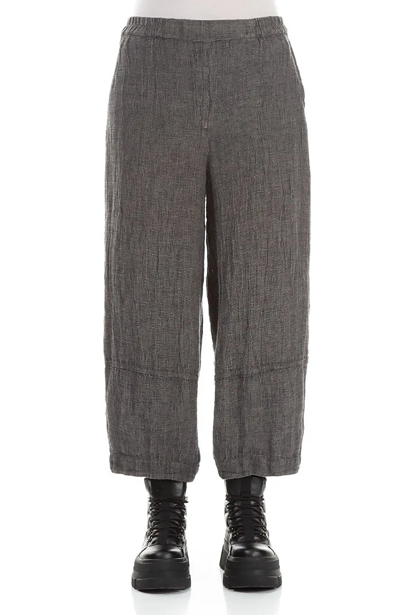 Cropped Loose Silver Sage Mélange Linen Trousers