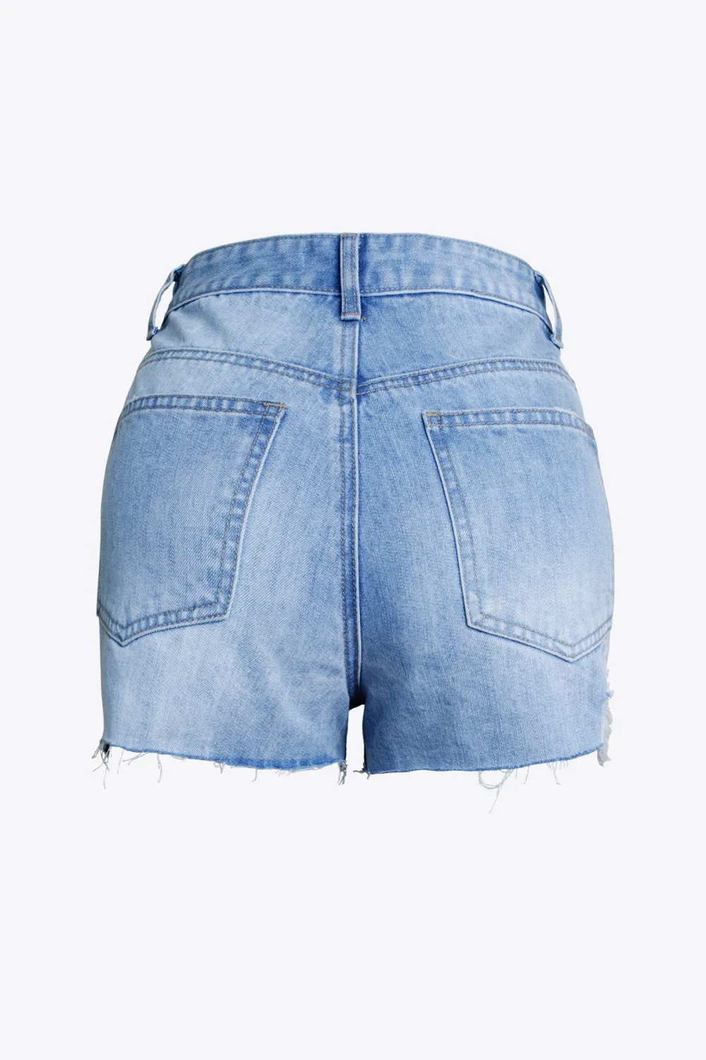 Distressed Bead Denim Shorts - Full Size