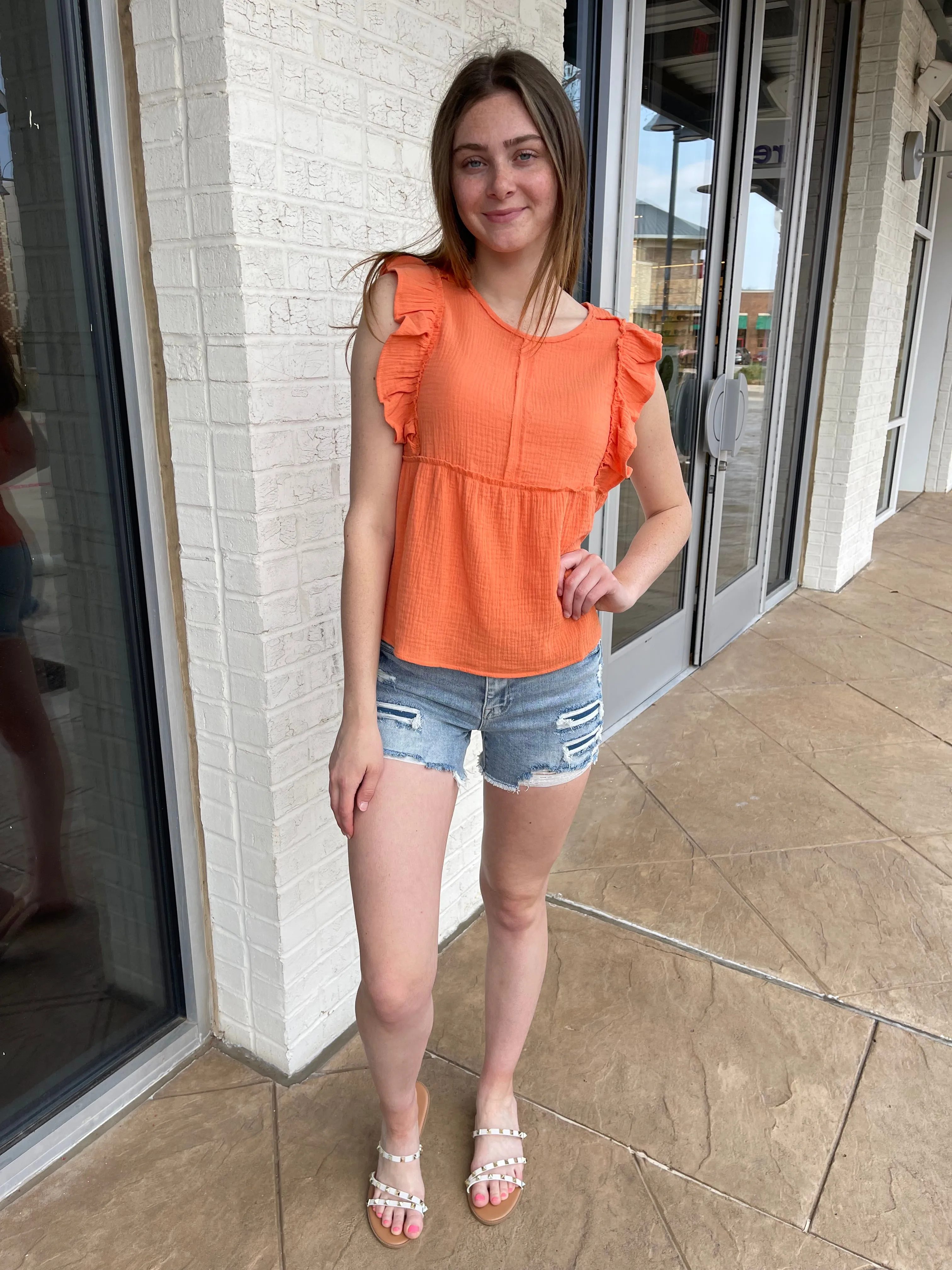 Dixie Babydoll Top Orange
