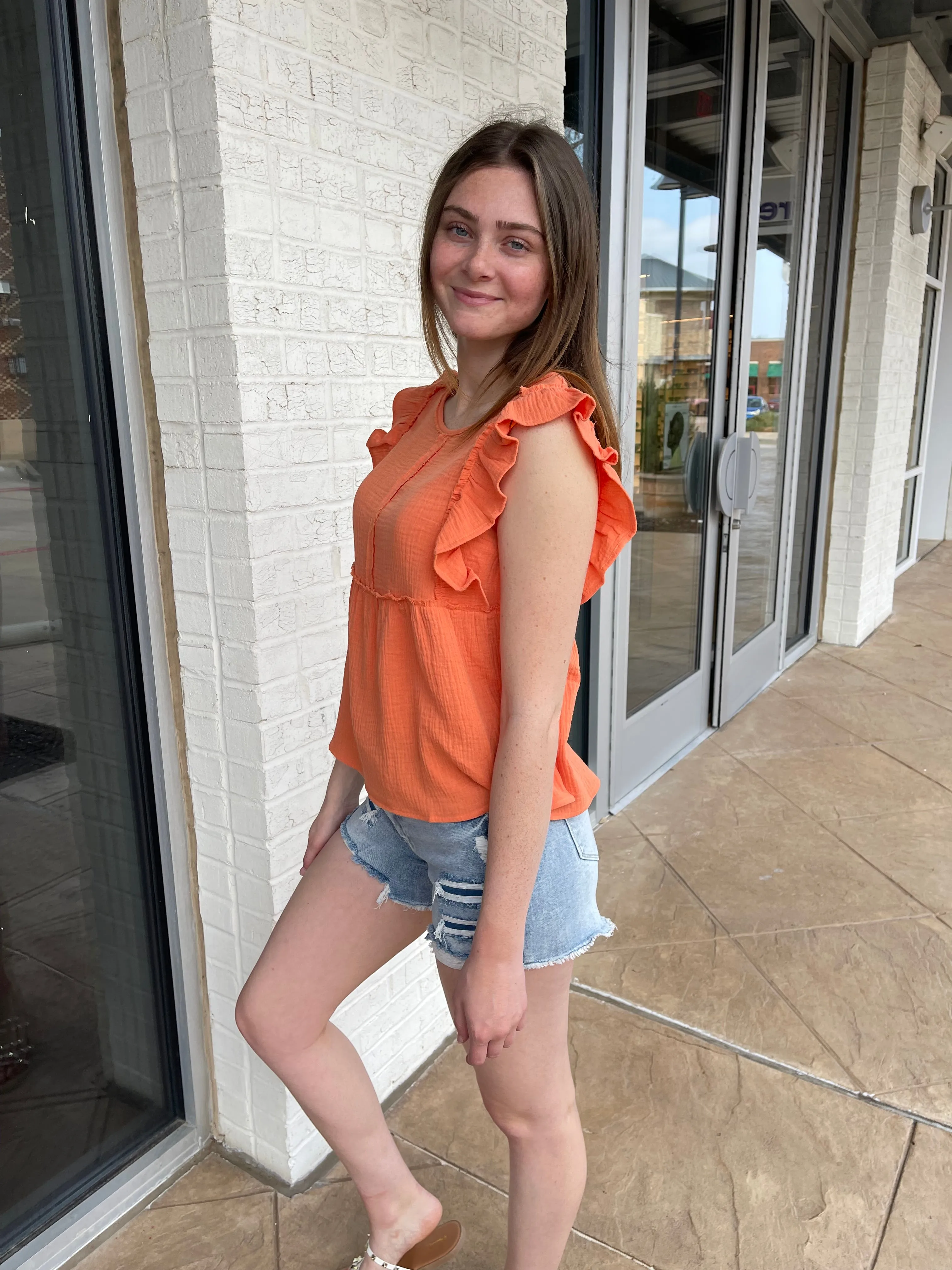 Dixie Babydoll Top Orange