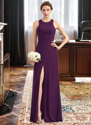 Elise A-Line Scoop Neck Floor-Length Chiffon Bridesmaid Dress With Split Front HHP0013260