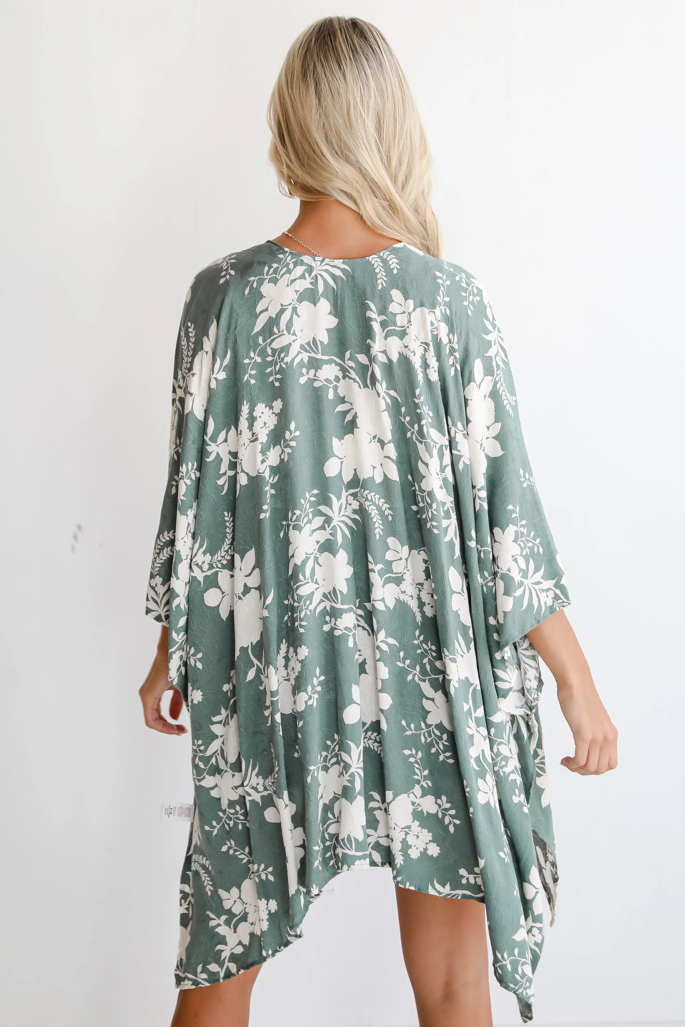 FINAL SALE - Feeling Flouncy Sage Floral Kimono