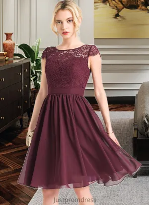 Fiona A-Line Scoop Neck Knee-Length Chiffon Bridesmaid Dress HHP0012869