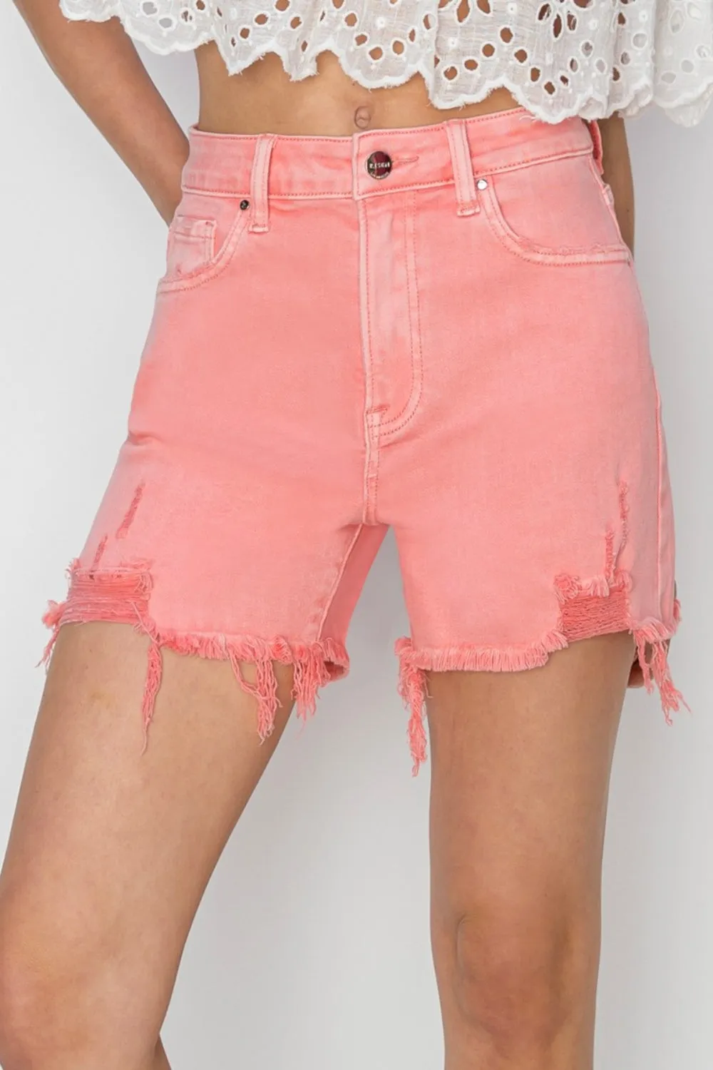 Flamingo Distressed Denim Shorts