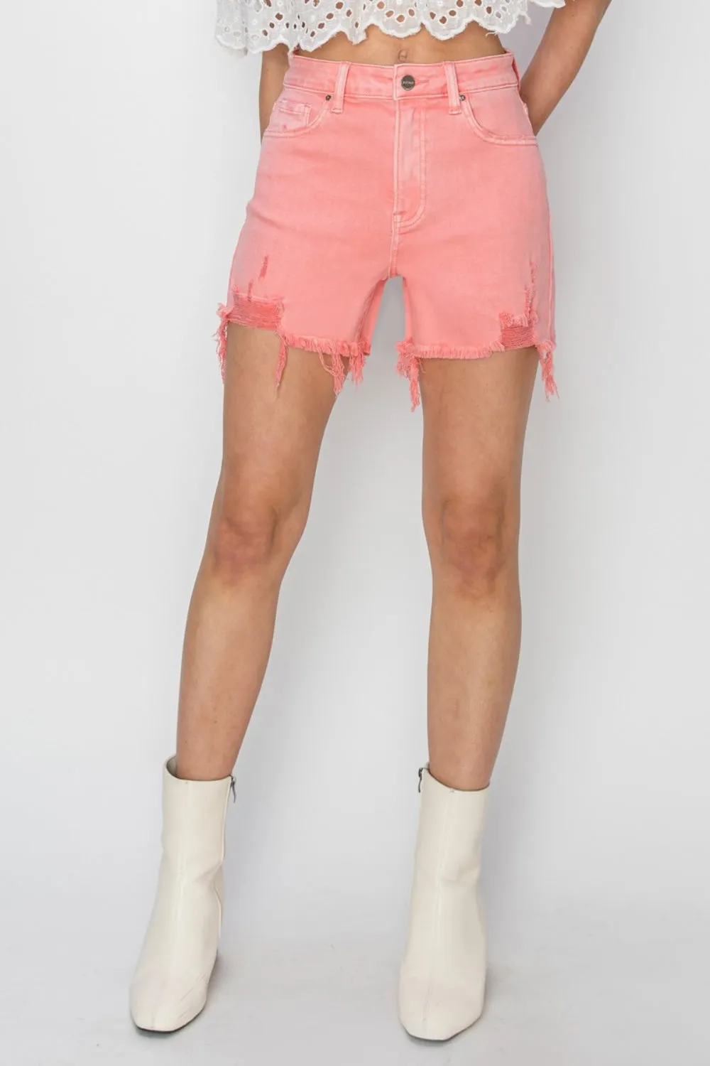 Flamingo Distressed Denim Shorts