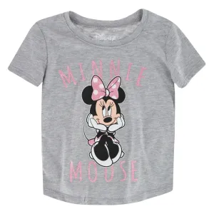 Jerry Leigh Girls Minnie Mouse Glitter Bow Short Sleeve T-Shirt