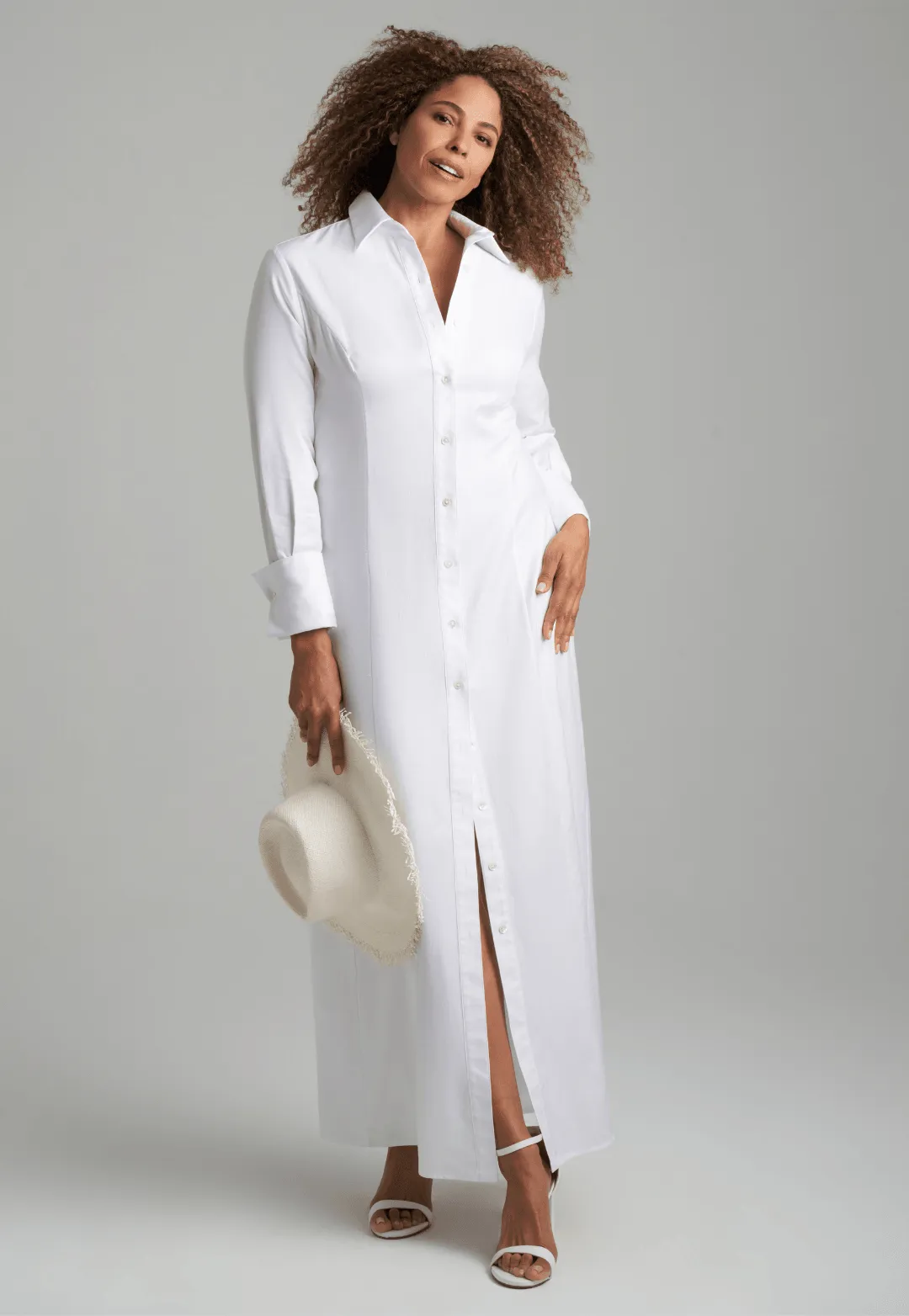 Kathe Cotton Dress in White Pique