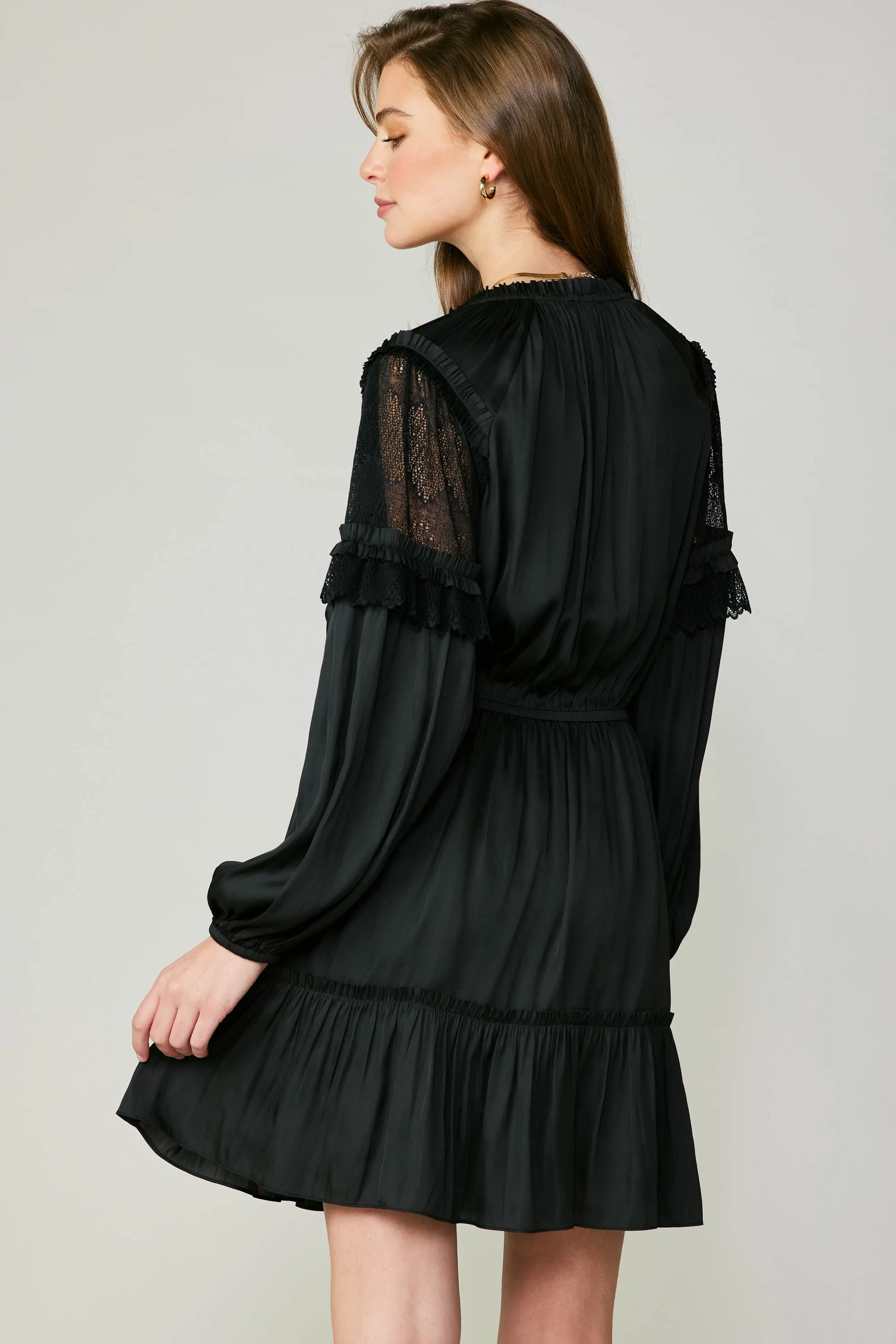 Lace Contrast Mini Dress