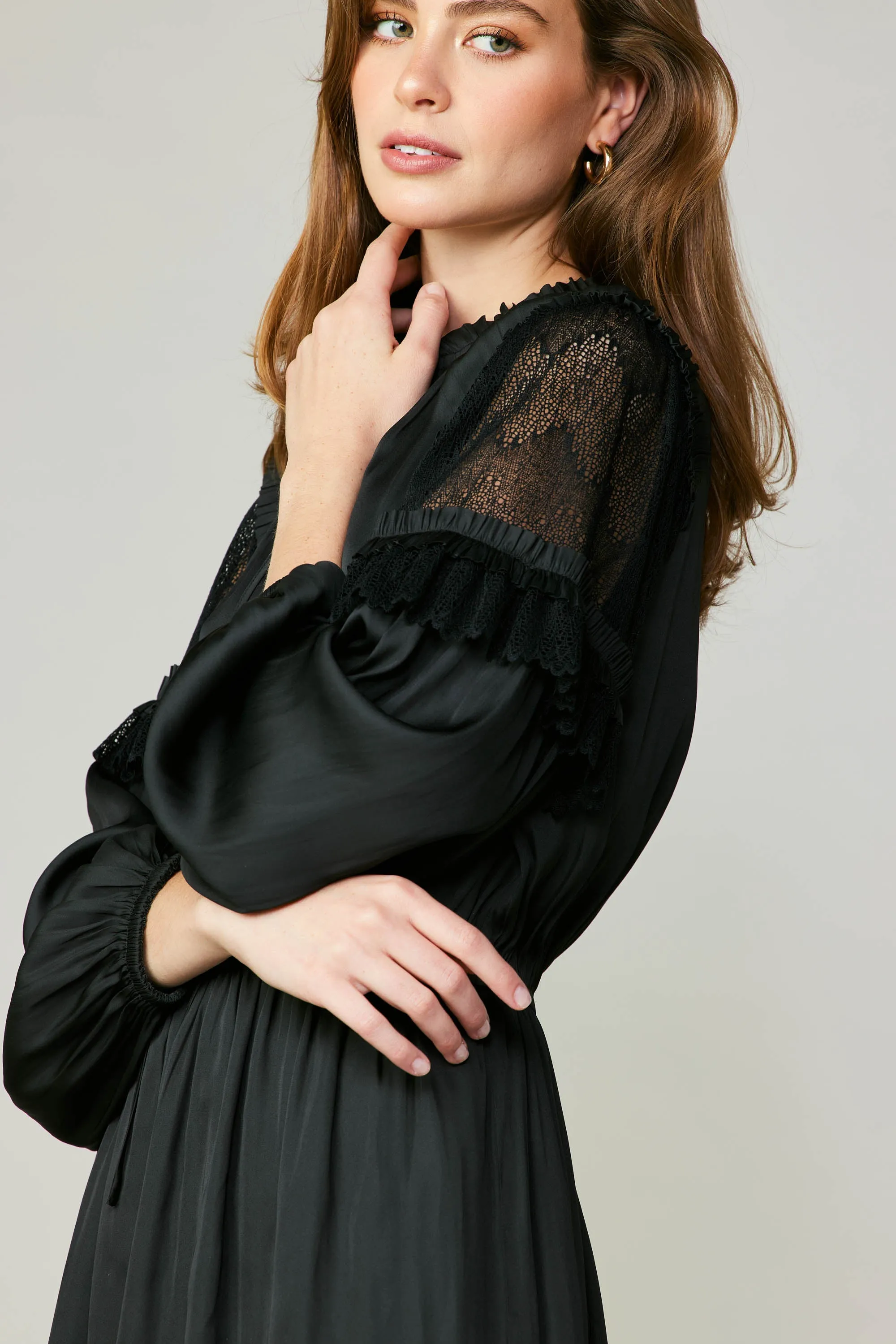 Lace Contrast Mini Dress