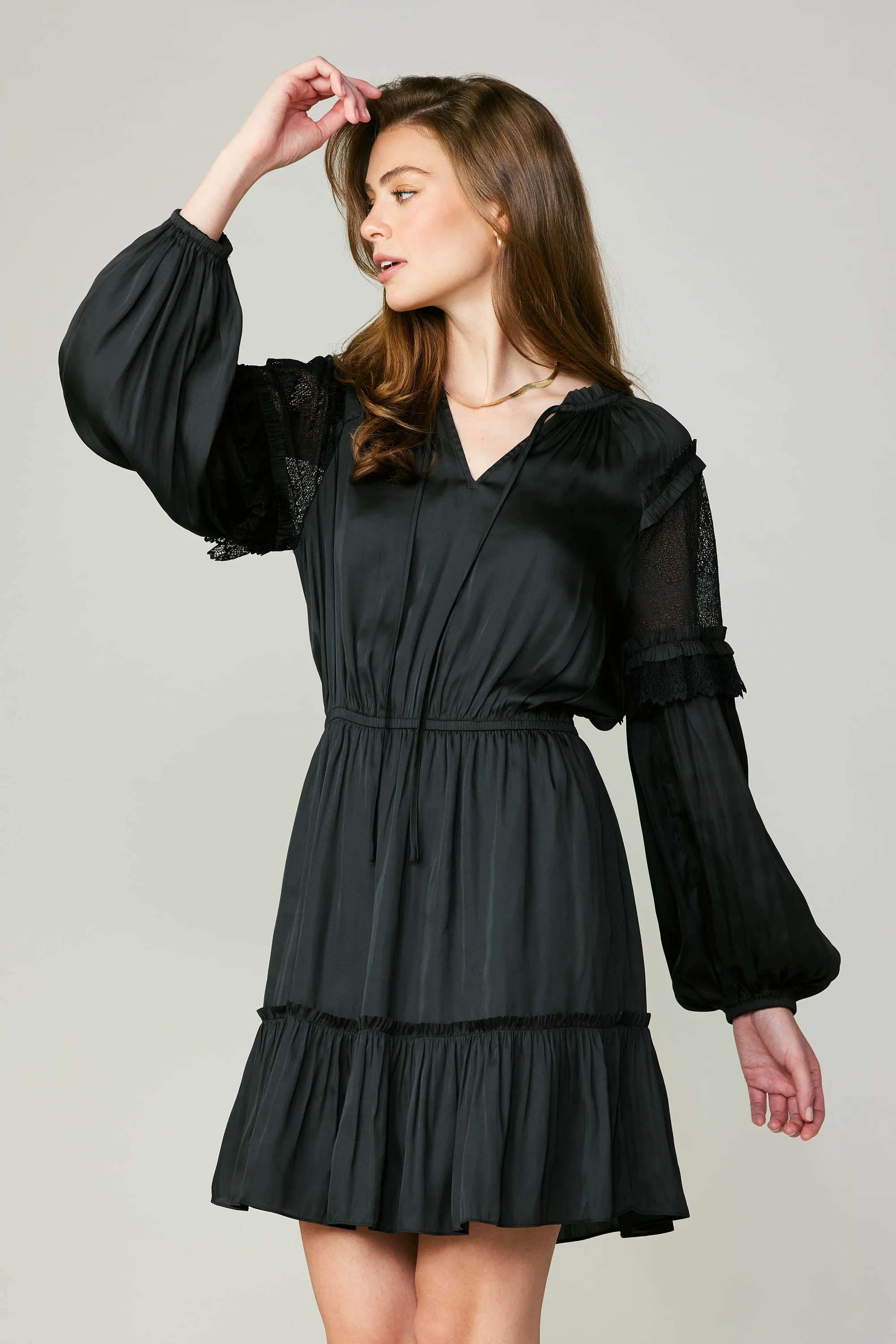 Lace Contrast Mini Dress