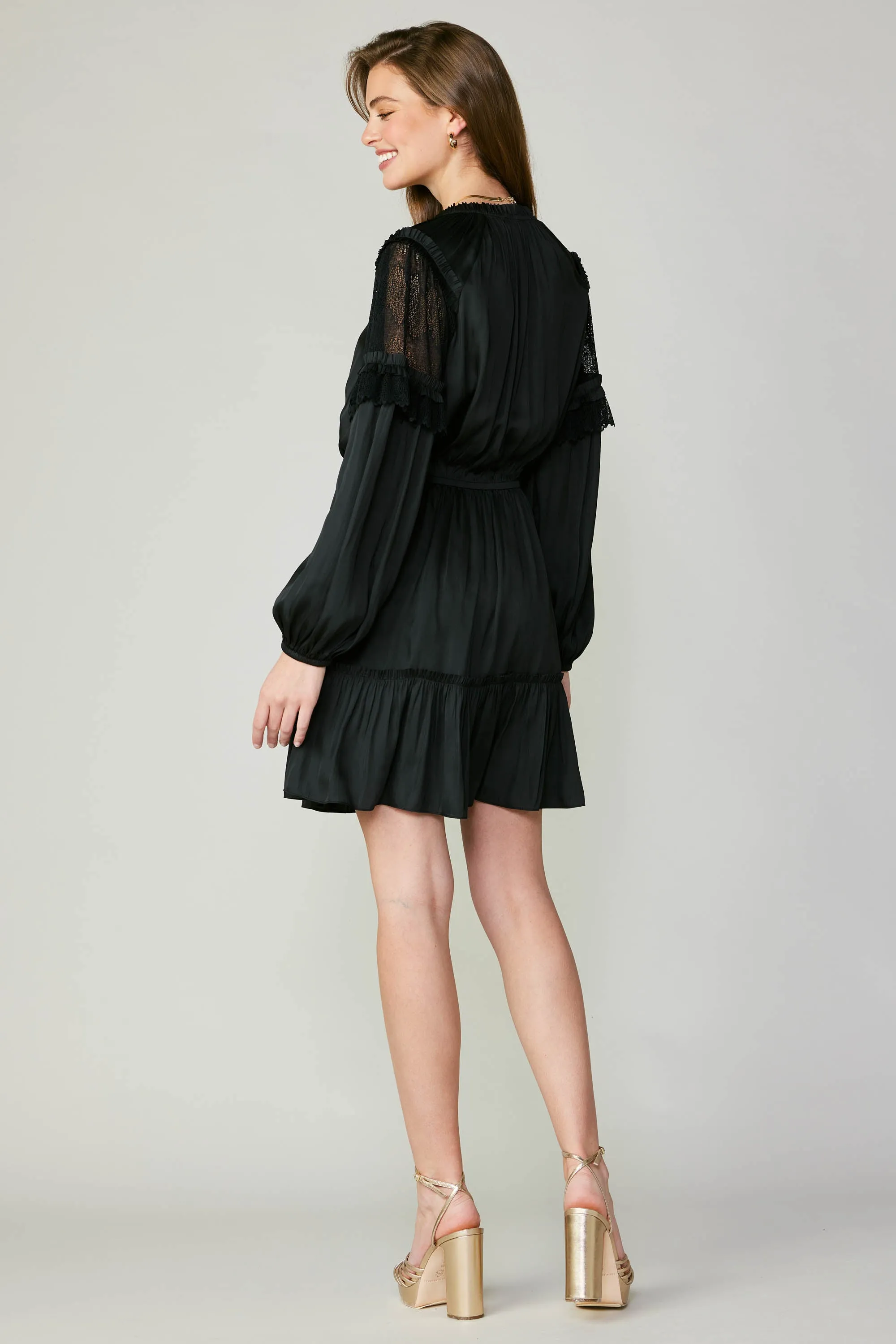 Lace Contrast Mini Dress
