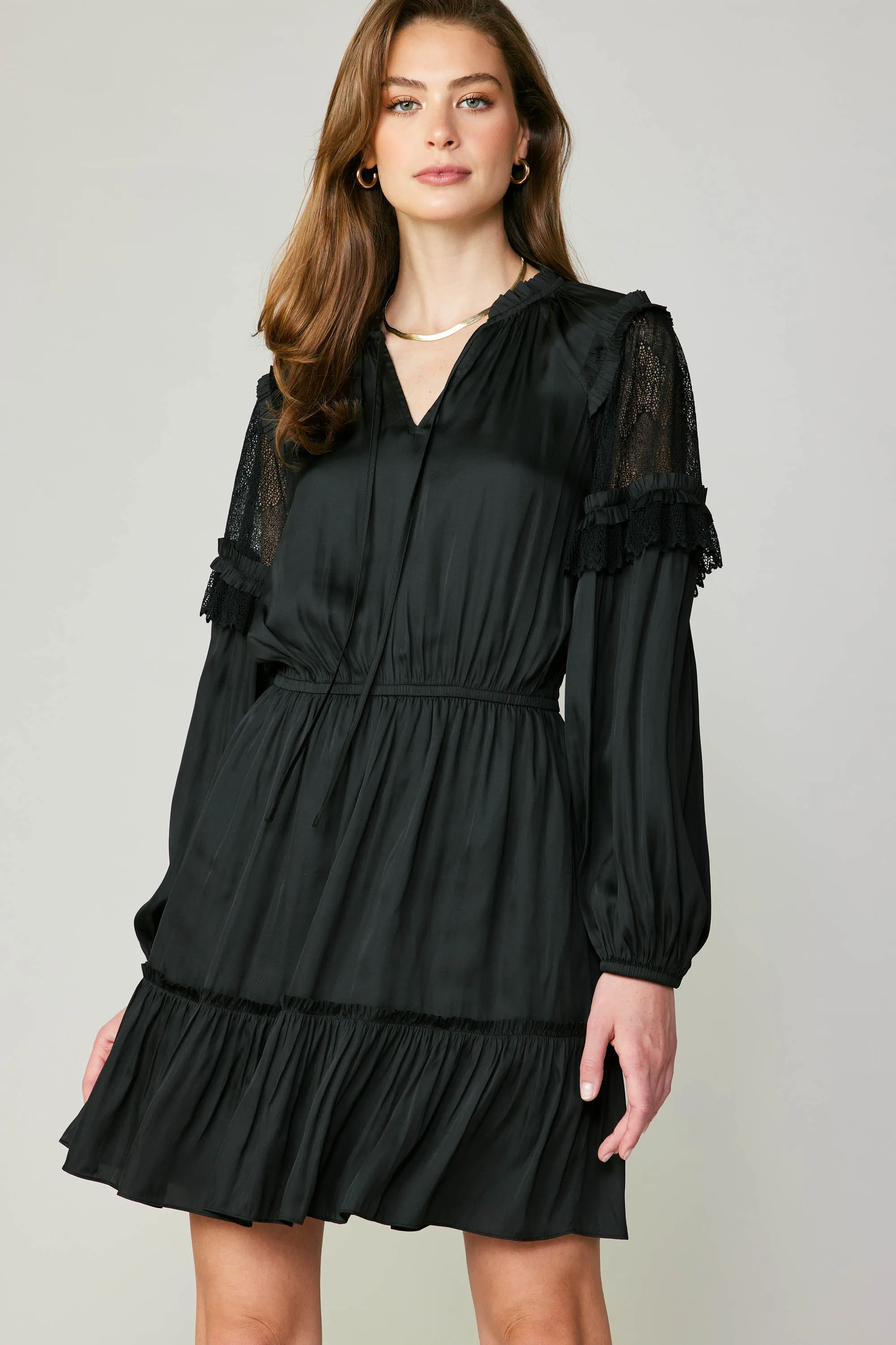 Lace Contrast Mini Dress