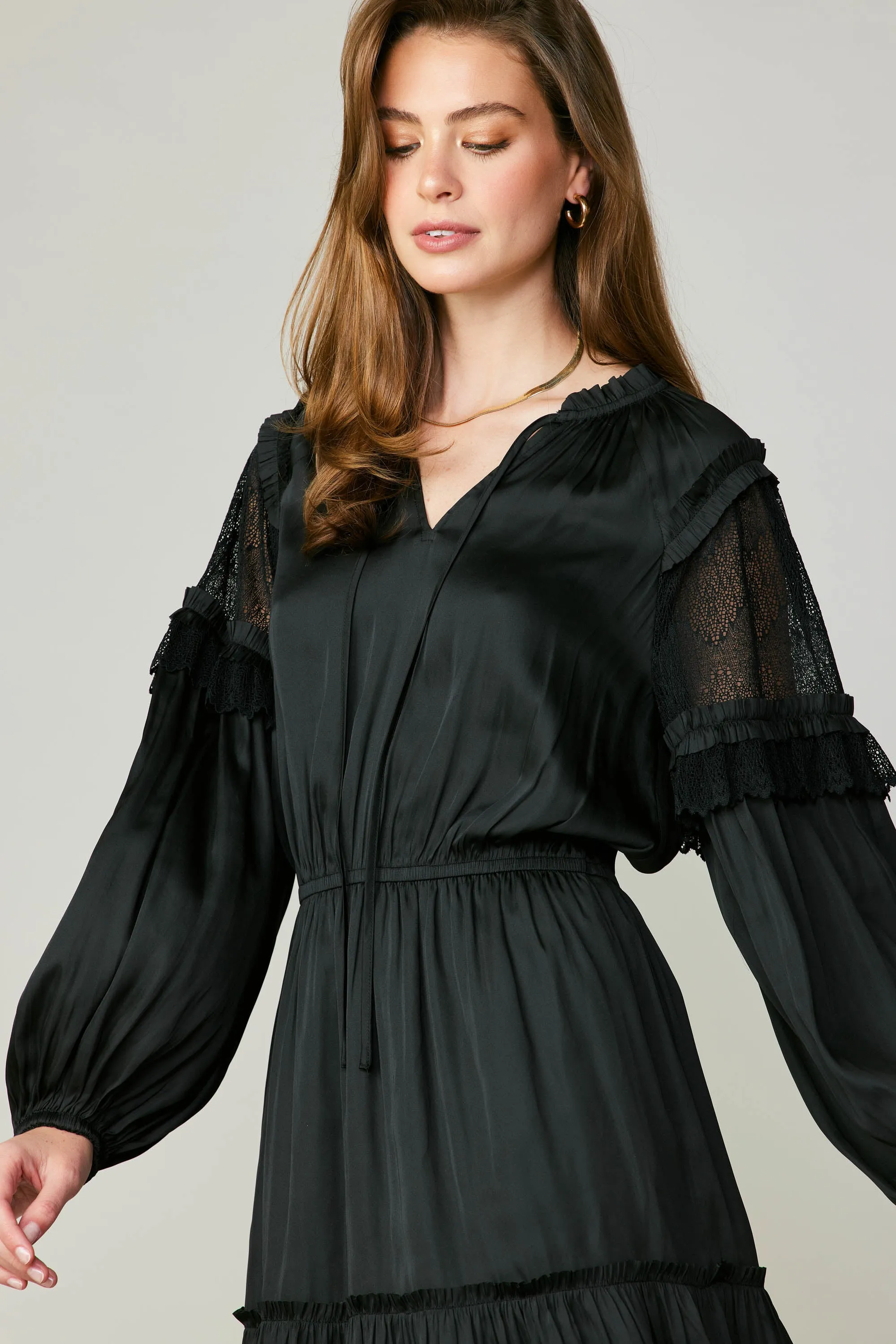 Lace Contrast Mini Dress