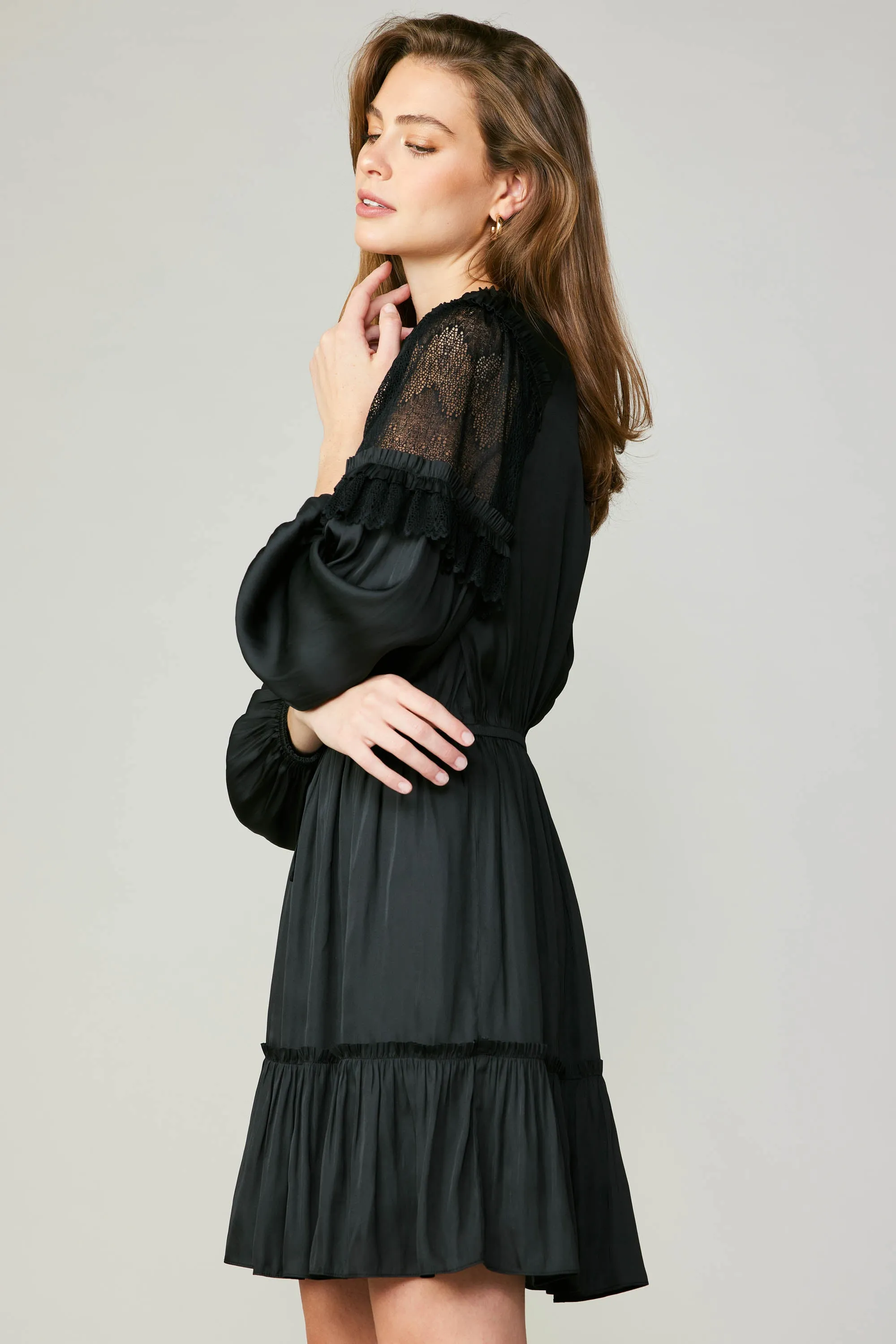 Lace Contrast Mini Dress