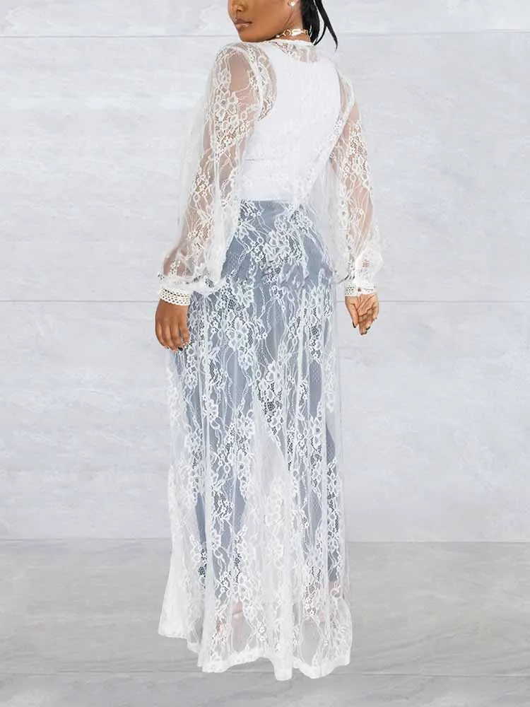 Lace Sheer Duster Cardigan