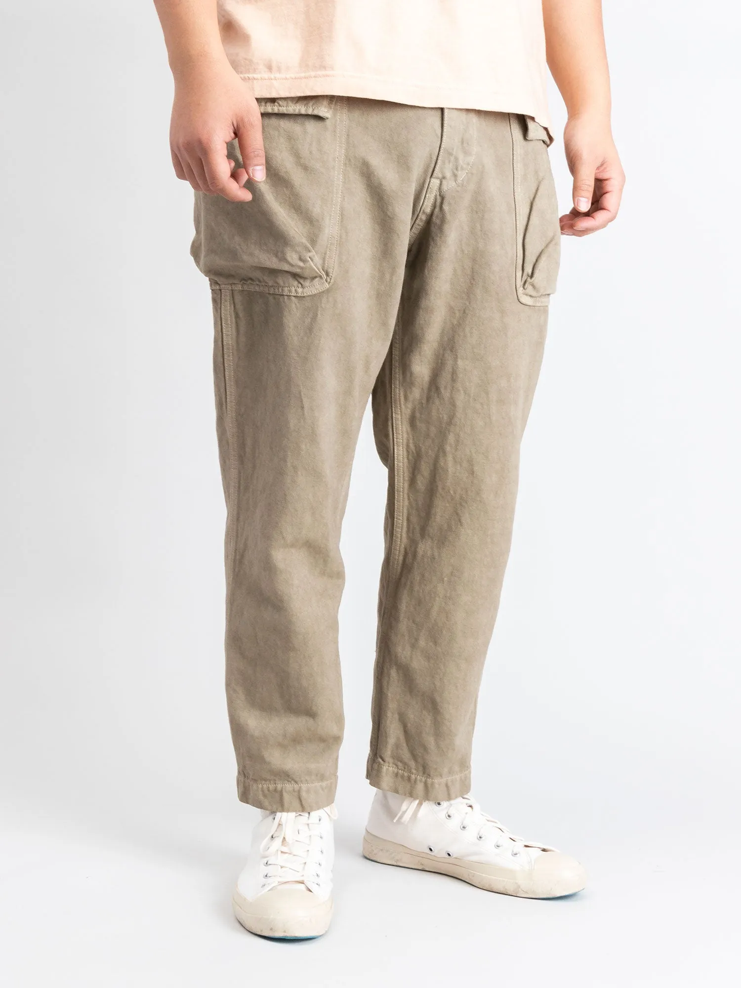 Linen Military Trousers in Beige