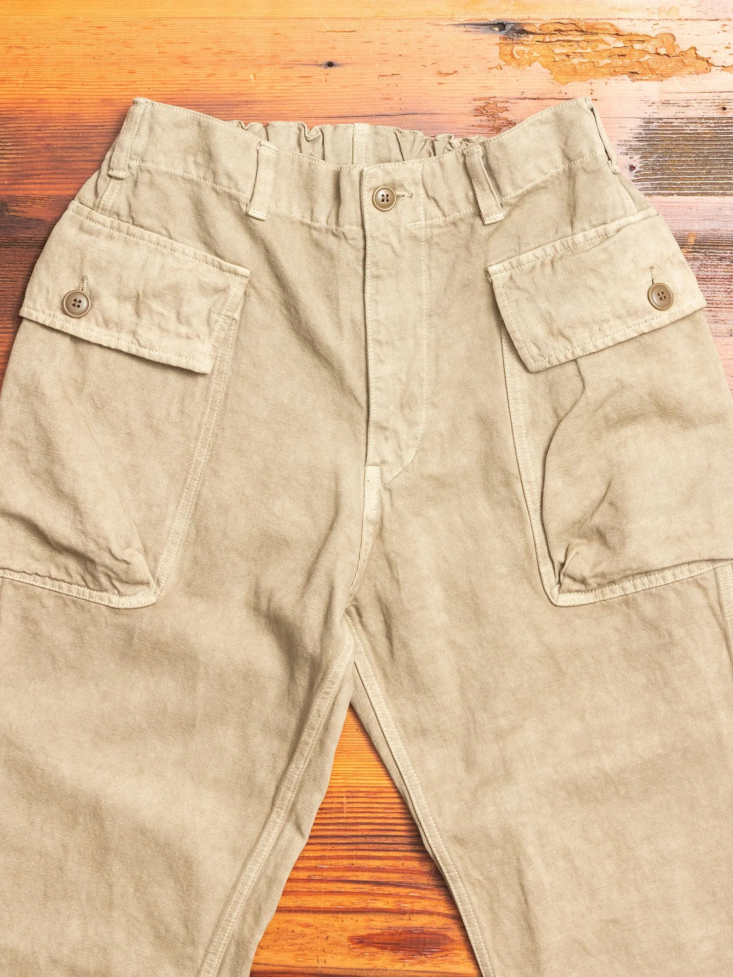 Linen Military Trousers in Beige