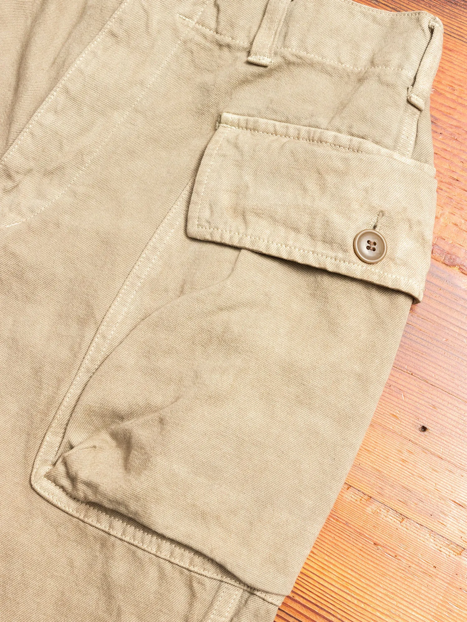 Linen Military Trousers in Beige