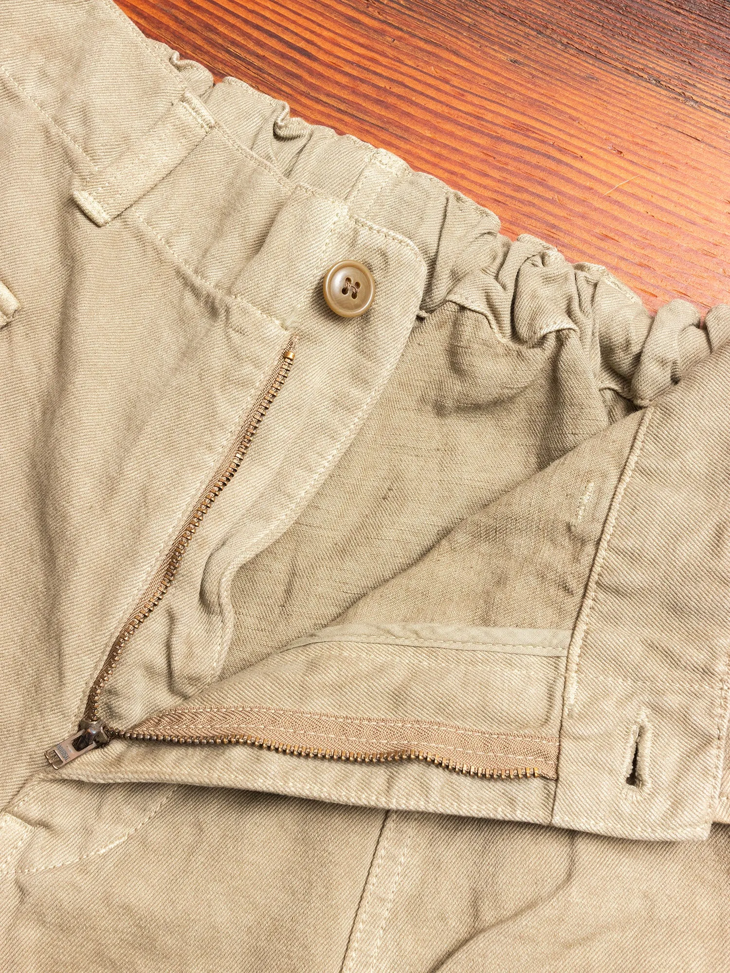 Linen Military Trousers in Beige
